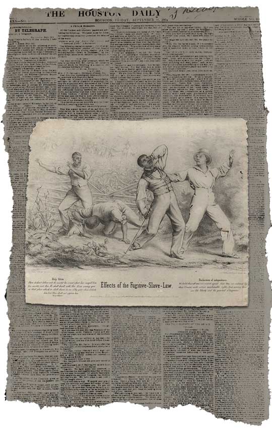 Front Page of Houston Newspaper with Fugitive Slave Act In Front of It